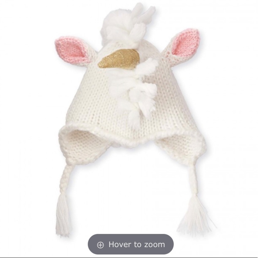 HOST PICK BNWT MUD PIE UNICORN IVORY KNIT HAT SIZE 2T-5T BOUTIQUE HAT